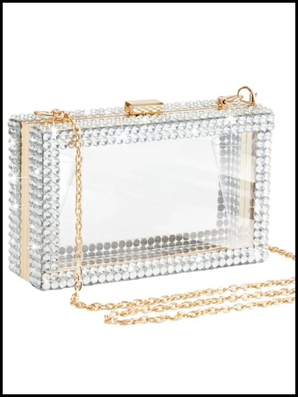 Clear Rhinestone Acrylic Clutch Purse Women Crossbody Chain Shoulder Bag Bridal